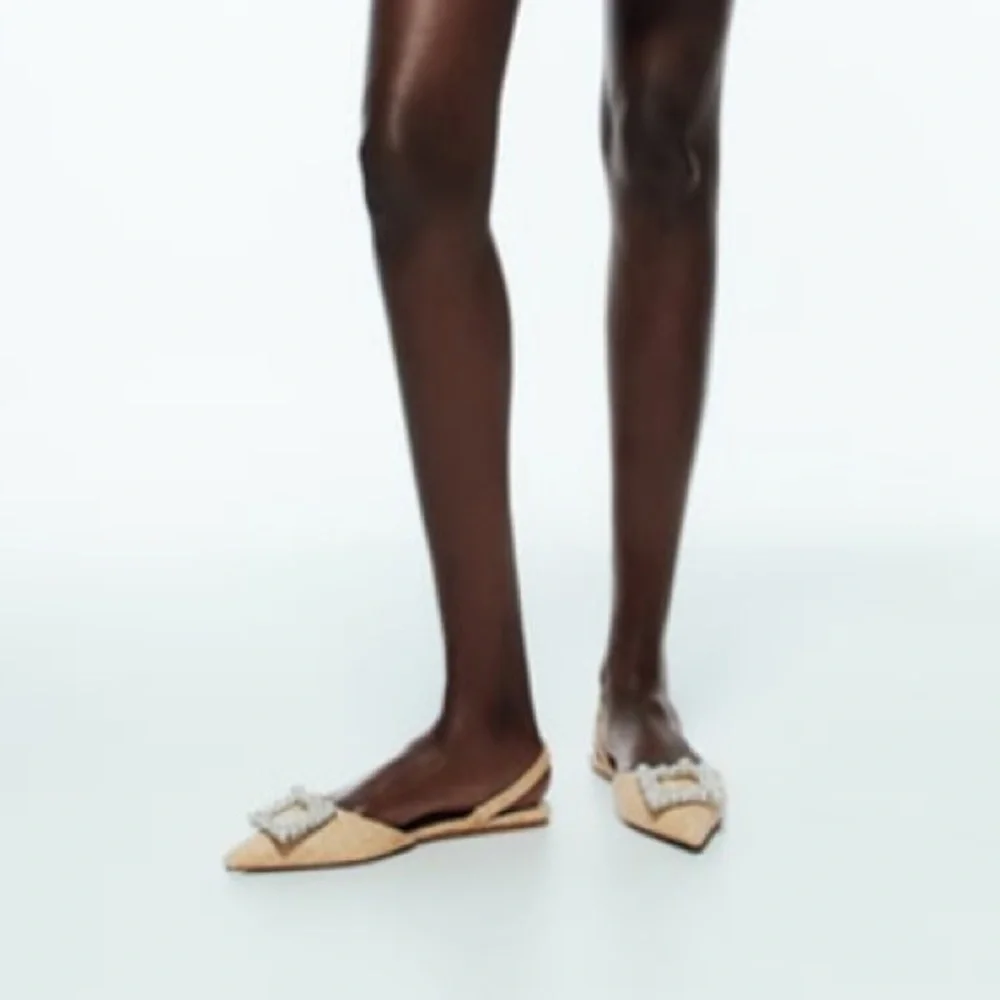 Zara pearl embellished flat slingbacks NWT - Picture 5 of 9